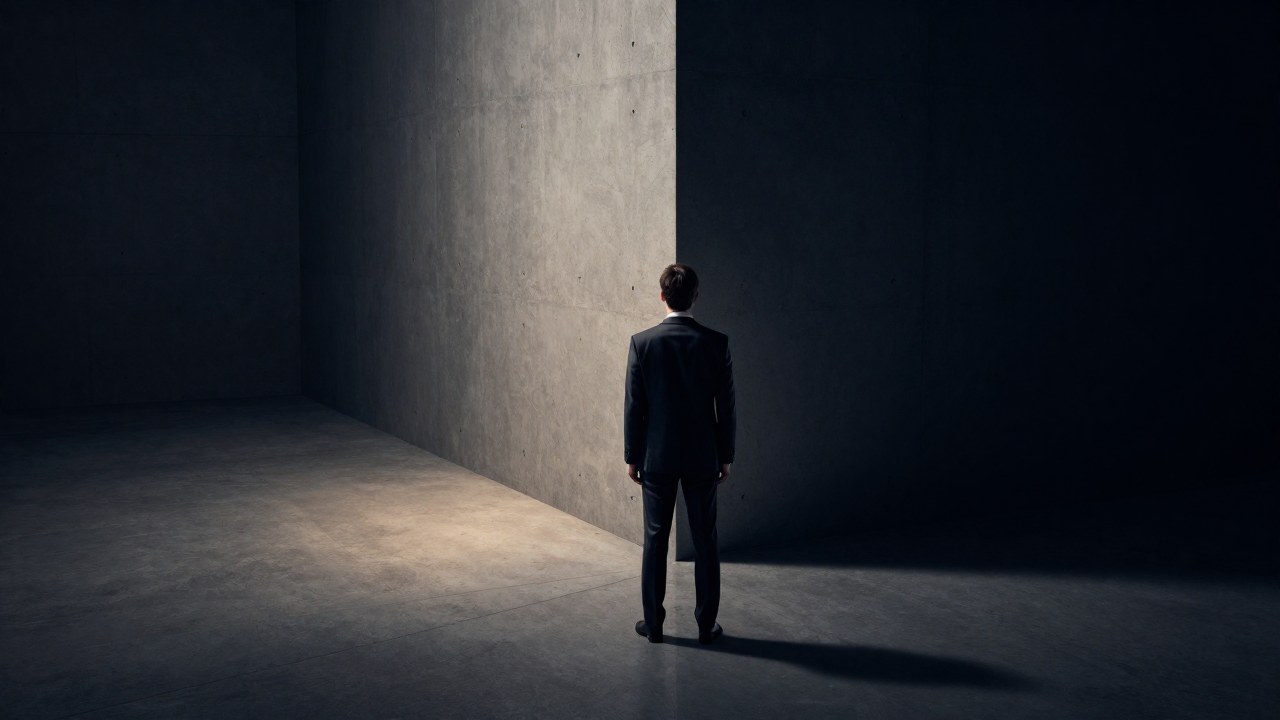 Persona en una encrucijada minimalista, simbolizando la elección de dos caminos éticos.